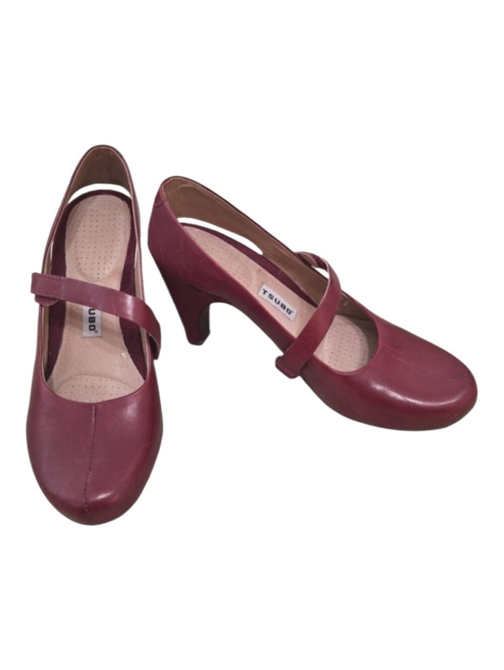 Tsubo Acrea Maroon Red Women's Leather Slingback Velcro Strap Heels Shoes sz9